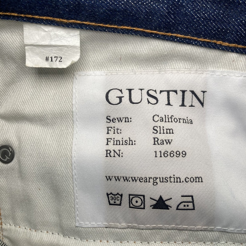 Gustin Jeans Mens Small 31x33 #172 Cone Mills Selvedge Denim Button Fly Indigo - Picture 8 of 8